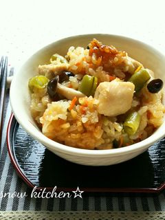 鶏肉といんげんの和風おこわご飯-レシピのメイン写真