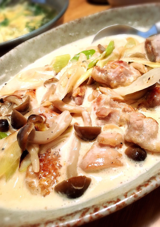 鶏肉と白ネギときのこのクリーム煮-レシピのメイン写真