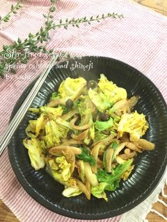 春キャベツとしめじの胡麻味噌炒め-レシピのメイン写真