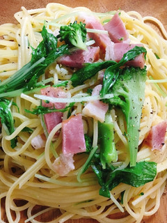 水菜とベーコンのパスタ-レシピのメイン写真