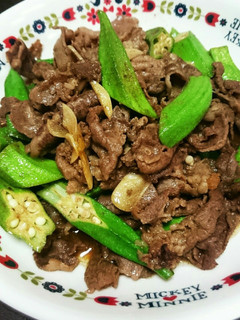 焼肉のタレで牛肉とオクラ炒め-レシピのメイン写真