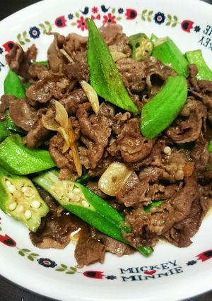 焼肉のタレで牛肉とオクラ炒め-レシピのメイン写真
