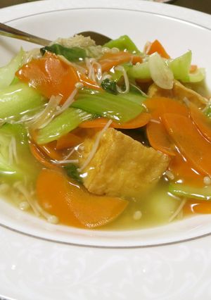 中華スープで☆チンゲン菜厚揚げのあんかけ-レシピのメイン写真