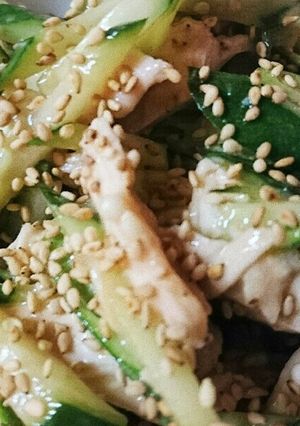 鶏むね肉ゴマドレおくらサラダ-レシピのメイン写真