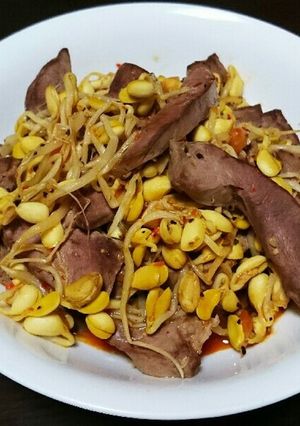 ハツの豆もやし炒め-レシピのメイン写真