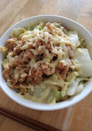 男のお手軽チーズそぼろ丼-レシピのメイン写真