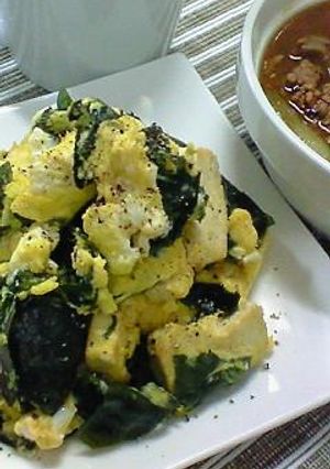 かんたん一品♪②豆腐とわかめの卵とじ-レシピのメイン写真