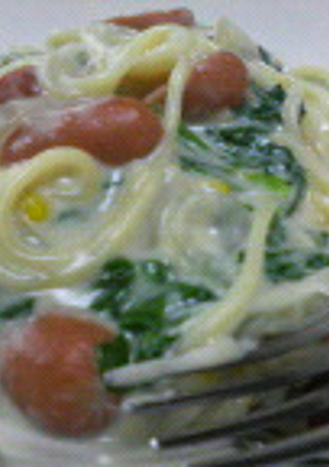 ほうれん草とソーセージのクリームパスタ♪-レシピのメイン写真