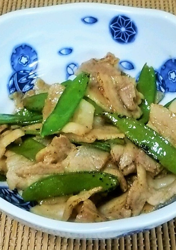 絹さやと豚肉のスタミナ醤油炒め-レシピのメイン写真