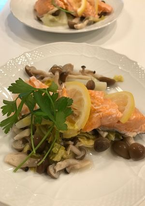 鮭のレモン蒸し　レモン醤油添え-レシピのメイン写真