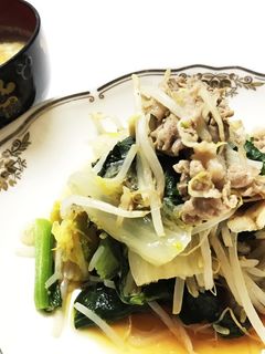 スープも!豚肉と白菜もやし小松菜の蒸し煮-レシピのメイン写真