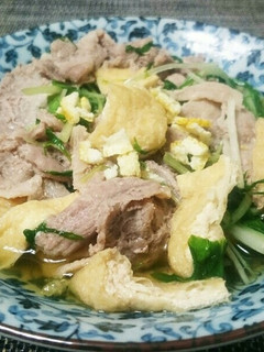 水菜、油揚げ、豚肉、ポン酢で煮びたし-レシピのメイン写真