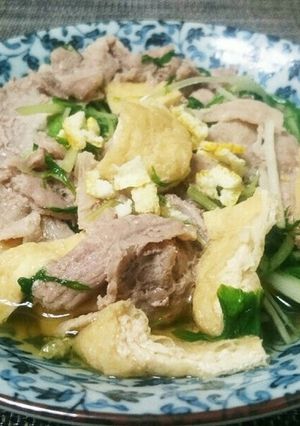 水菜、油揚げ、豚肉、ポン酢で煮びたし-レシピのメイン写真
