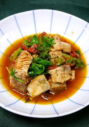 簡単！鰤のわさびトマト炒め-レシピのメイン写真