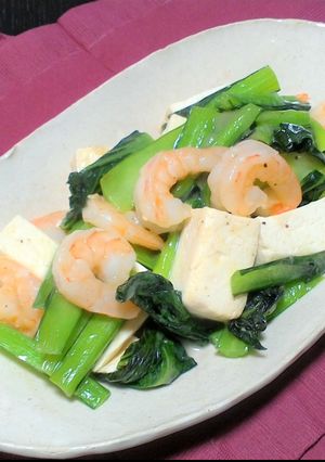 シンプル美味しい！エビと豆腐の塩炒め！-レシピのメイン写真