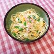 菜の花と卵の粒マスサラスパ
