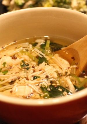 ヘルシー安旨♡ササミとえのきの薬味スープ-レシピのメイン写真