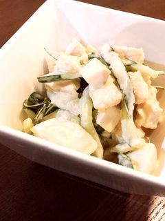 鶏むね肉ときゅうりのワサビマヨ和え-レシピのメイン写真