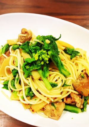 鶏肉と菜の花、筍の和風春野菜のパスタ-レシピのメイン写真