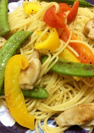 鶏肉とスナップエンドウの柚子胡椒パスタ-レシピのメイン写真