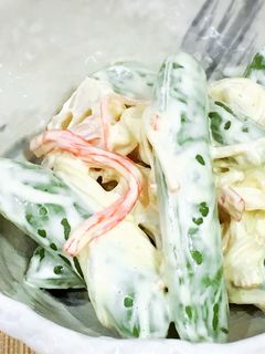 スナップエンドウと蓮根*からしマヨ和え-レシピのメイン写真