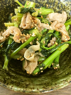 余った菜の花を豚小間で炒めた副菜!-レシピのメイン写真