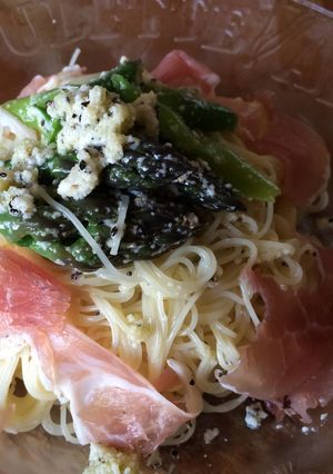 グリーンアスパラと生ハムの冷製パスタ-レシピのメイン写真