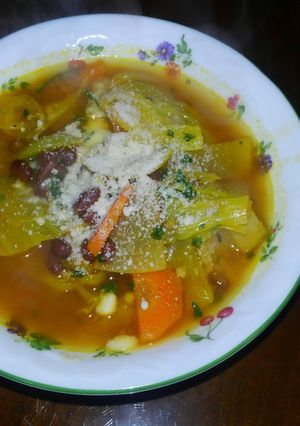煮小豆を入れた朝のスープ-レシピのメイン写真