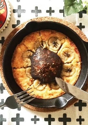 チョコとバナナの大豆粉ダッチパンケーキ♡-レシピのメイン写真