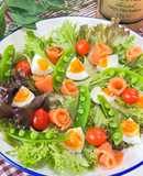スナップエンドウとサーモンの彩りサラダ🥗