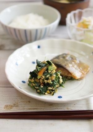ほうれん草の納豆和え(天理市給食)-レシピのメイン写真