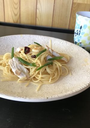 ゆで鶏肉のペペロンチーノ♪-レシピのメイン写真