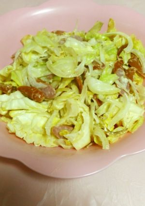 キャベツ玉ねぎウインナーマヨネーズ炒め-レシピのメイン写真