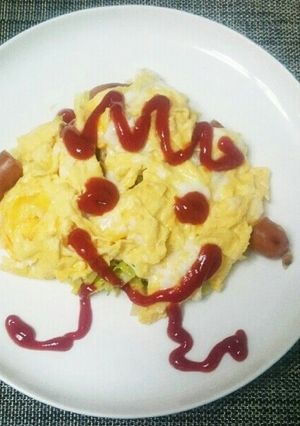 簡単朝食キャベツ炒めにスクランブルエッグ-レシピのメイン写真
