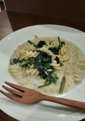 簡単！ほうれん草とツナの和風スープスパ-レシピのメイン写真