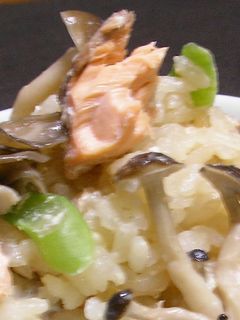 秋鮭の豆乳炊き込みご飯-レシピのメイン写真