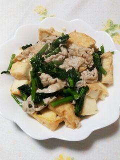 糖質制限☆なばなと豚肉と厚揚げ炒め!-レシピのメイン写真