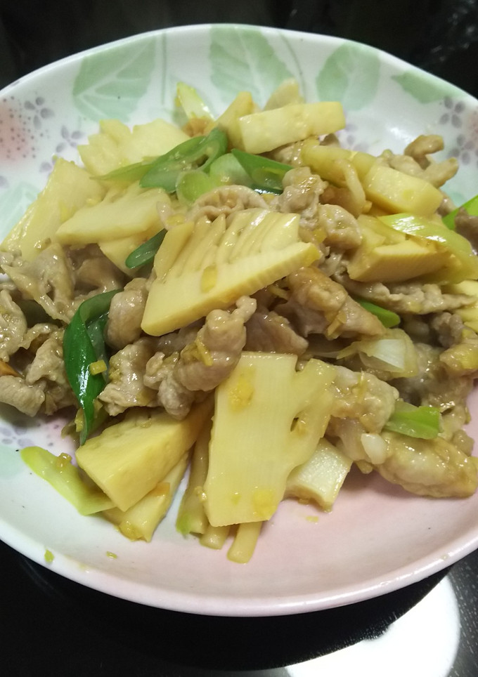 大蒜、生姜が効いてる！筍と豚肉の炒め物-レシピのメイン写真