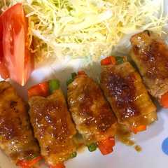 A picture of 【簡単】人参とインゲンの肉巻き【お弁当】.