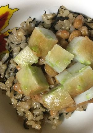 納豆と松澤の仙台揚げ(枝豆)のご飯-レシピのメイン写真
