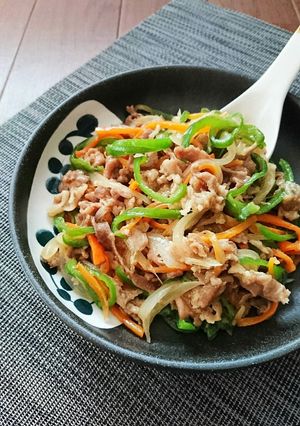 レンジで簡単節約☆豚こま青椒肉絲。-レシピのメイン写真