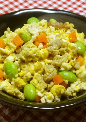 挽肉と人参の炒り豆腐-レシピのメイン写真