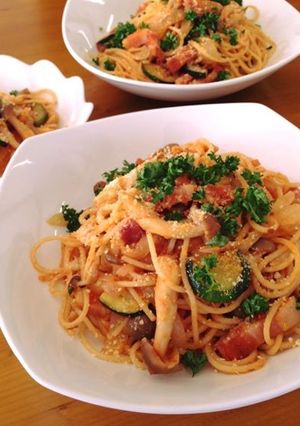 ズッキーニと新玉ねぎのパスタ-レシピのメイン写真