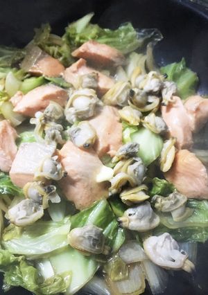 サーモンとあさりの春野菜蒸し-レシピのメイン写真