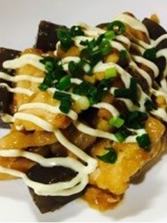 こんにゃくと鶏胸肉のテリマヨ炒め-レシピのメイン写真