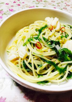 あおさと帆立のペペロンチーノ-レシピのメイン写真