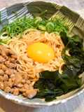 ダイエット★しらたきで作る納豆釜玉うどん