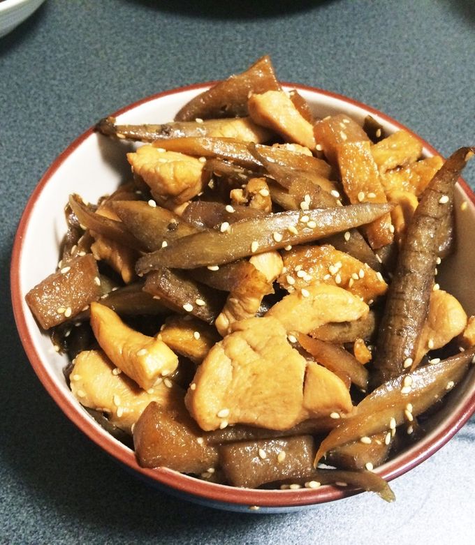 鳥とごぼうとこんにゃくの煮物-レシピのメイン写真