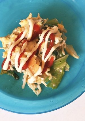 余りもの集合！卵野菜炒めのケチャマヨ掛♪-レシピのメイン写真
