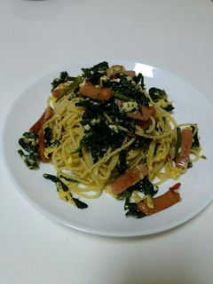 ほうれん草とウインナーのペペたまパスタ-レシピのメイン写真